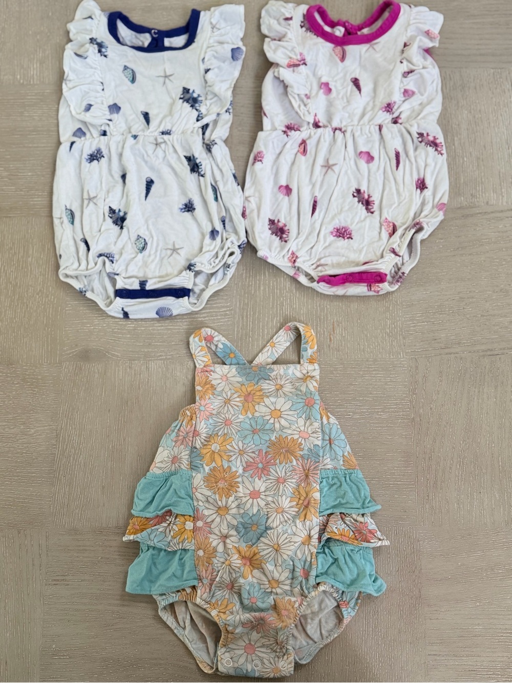 BABY 3-Pack bamboo short onesies. Kyte and angel dear- size 6-12 months